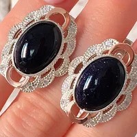 Серебряные серьги с авантюрином